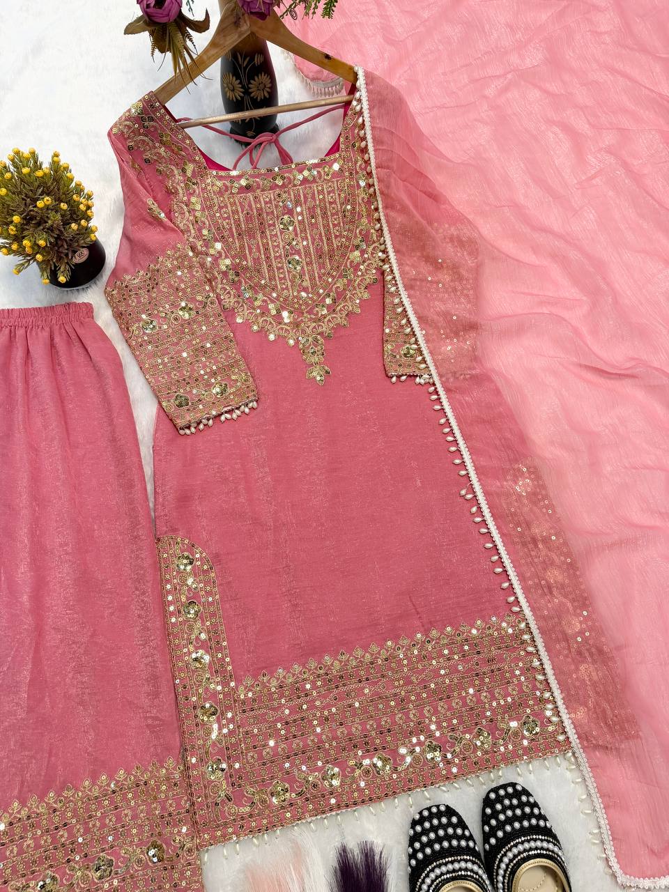 Royal Orchid Embroidered Evening Couture